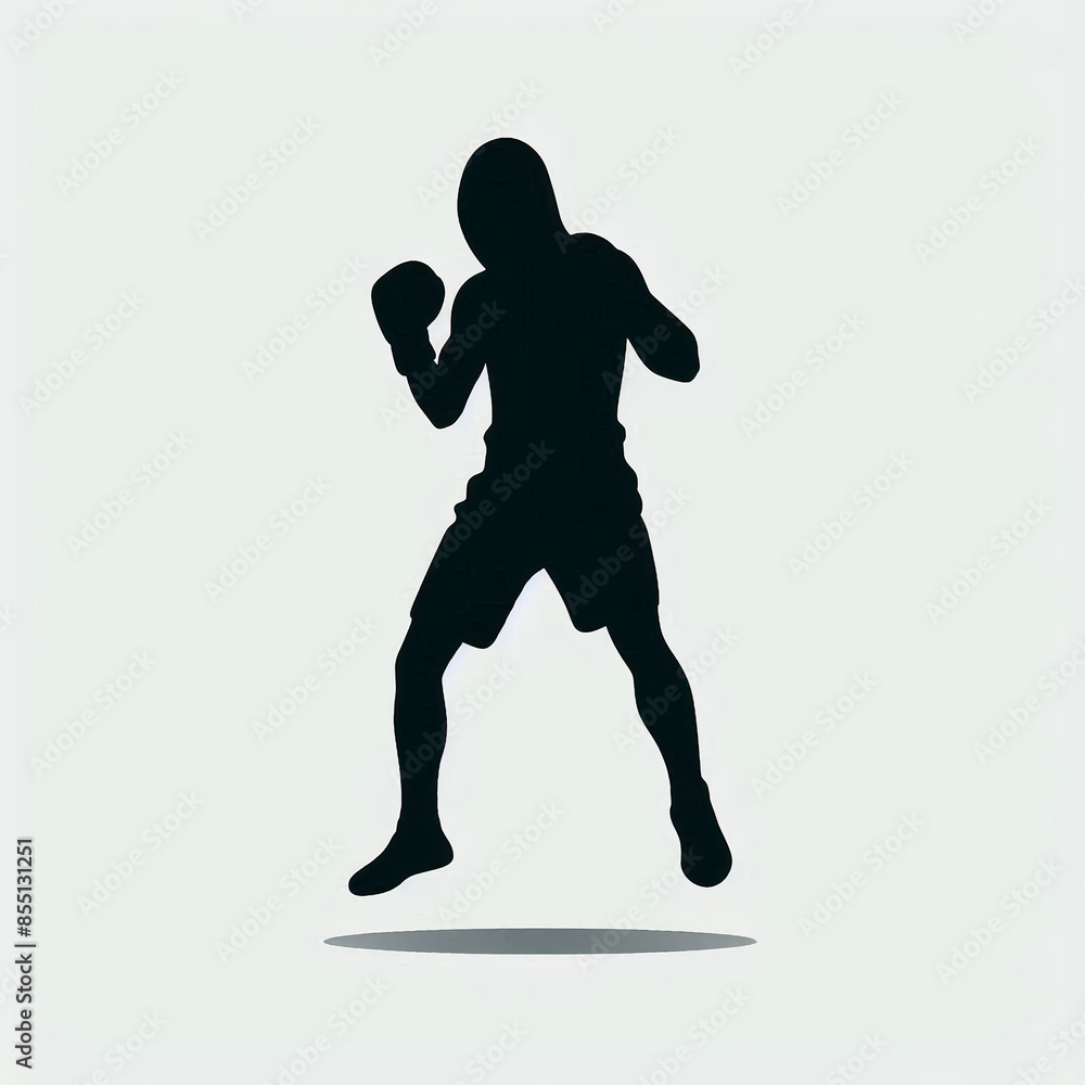 Naklejka premium black silhouette of a man wearing boxing gloves