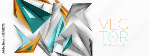 Minimal geometric abstract background. Low poly dynamic triangle design. Trendy techno business template for wallpaper, banner, background or landing