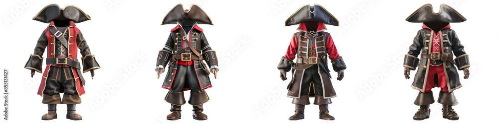 Set of Children'S Pirate Costume isolated on transparent png background illustration. Generative ai Set of Children'S Pirate Costume isolated on transparent png background illustration. Generative ai