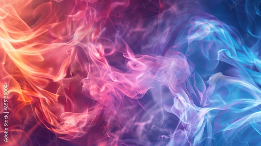Abstract wave of colorful smoke on dark background Abstract wave of colorful smoke on dark background