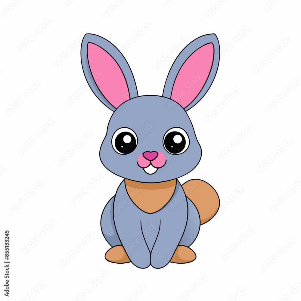Adorable High Contrast Bunny Rabbit Mascot Vector Illustration on White Background. Adorable High Contrast Bunny Rabbit Mascot Vector Illustration on White Background.
