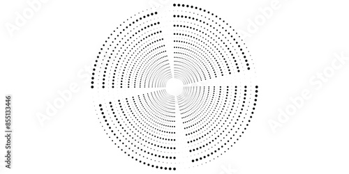 Halftone circular dotted frames set. Circle dots texture isolated on white background. Spotted spray texture. Vector abstract design element spiral circle. modern style