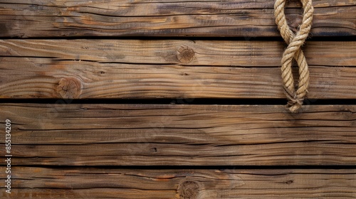 Rope with hanging loop on wooden surface