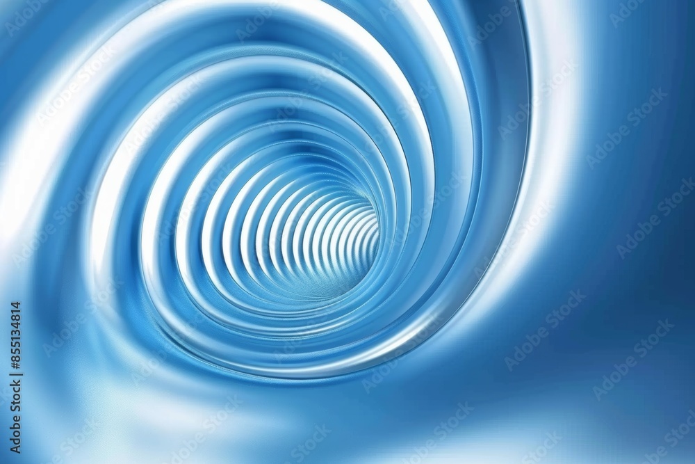 Fototapeta premium Blue spiral tunnel with concentric rings. Abstract infinite concept.