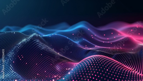 Abstract Digital Landscape With Pink And Blue Glow