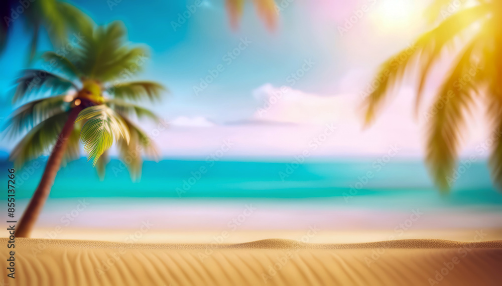 palm tree, tropical beach background. blur bokeh light of calm sea and sky. summer vacation background concept. palm tree, tropical beach background. blur bokeh light of calm sea and sky. summer vacation background concept.