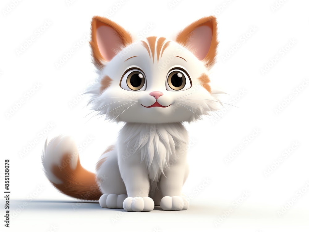 Cute kitten on solid white background, single object Cute kitten on solid white background, single object