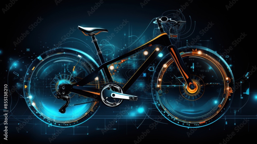 Fototapeta premium Futuristic modern technology bicycle abstract background