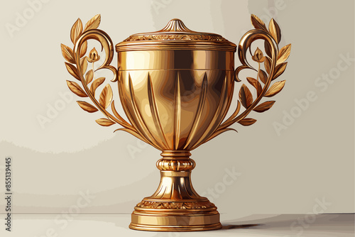 Cup award icon gold vector and illustration 