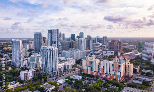 Fort Lauderdale Florida aerial skyline view. 
