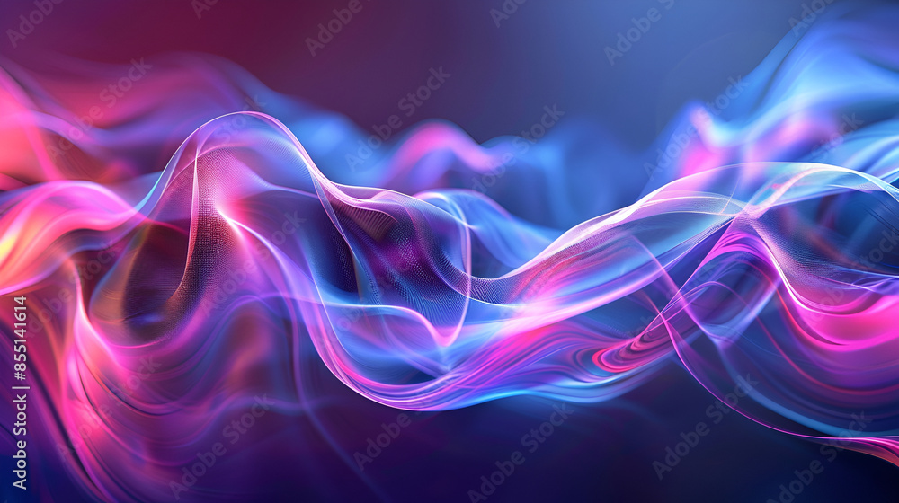 Obraz premium abstract background with purple and blue waves, abstract background with glowing wavy lines in blue and purple colors