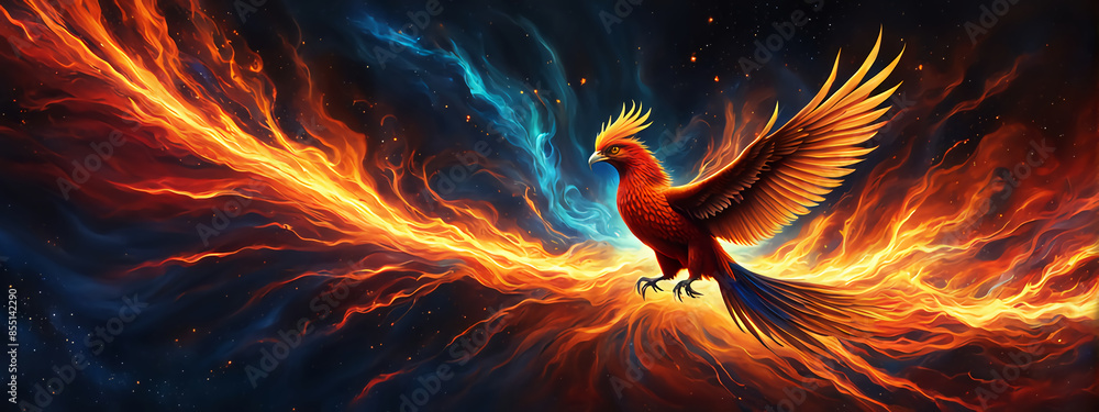 Phoenix bird fire fantasy firebird abstract magic 3D eagle animal ...