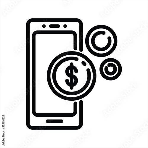 mobile banking simple line icon