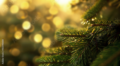 Christmas lights twinkling on fir branches © JM Nimhas