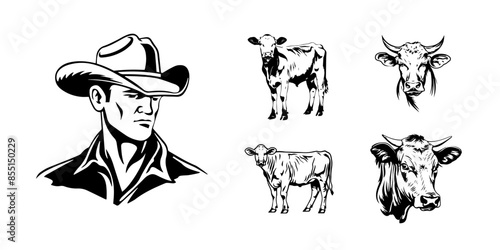 farmer and cattle mascot