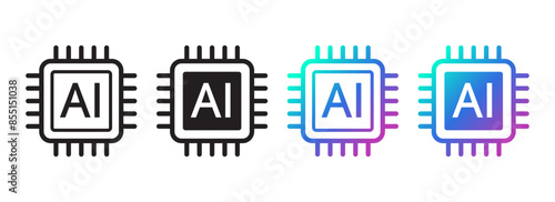 AI Chipset icon. Artificial intelligence technology concept design, Machine learning and generated by chip, Vector illustration for web, UX and UI.