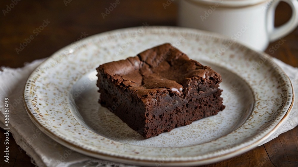 brownie dessert, piece of chocolate cake on a plate