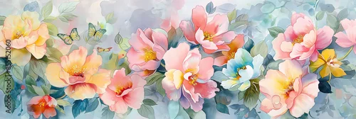 Panel kuchenny z motywem watercolor painting colorful bloomer Flowers with thin clear petals