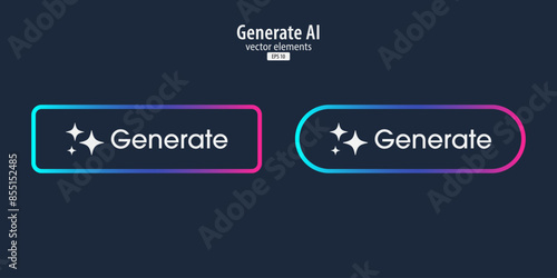 Generative AI button. Artificial intelligence and Machine learning technology concept. AI enters by command prompt to generate ideas. Chat with AI. UI UX design, Vector illustration.