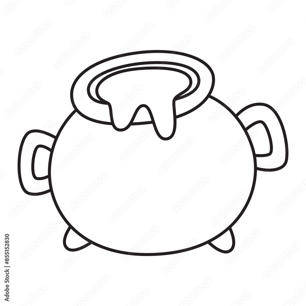Black cauldron witches potion halloween line icon. Black cauldron witches potion halloween line icon.