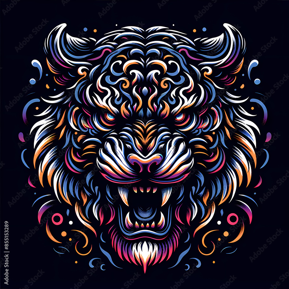 Psychedelic Angry Lion Art Psychedelic Angry Lion Art