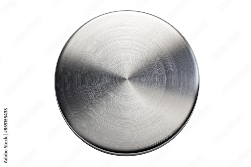 Smooth metallic round button, isolated on a transparent background ...