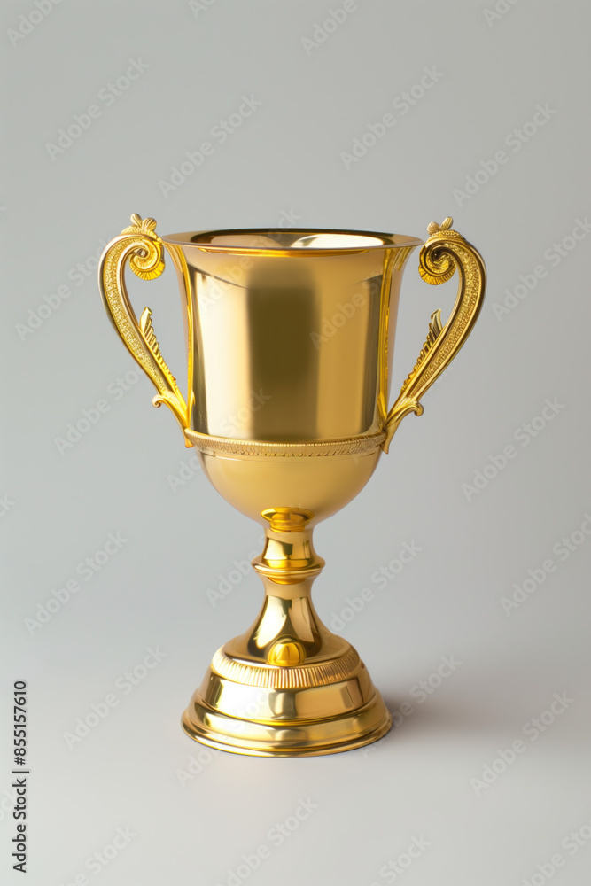 Gold trophy cup isolated on a white background. Created with Generative AI technology. Gold trophy cup isolated on a white background. Created with Generative AI technology.