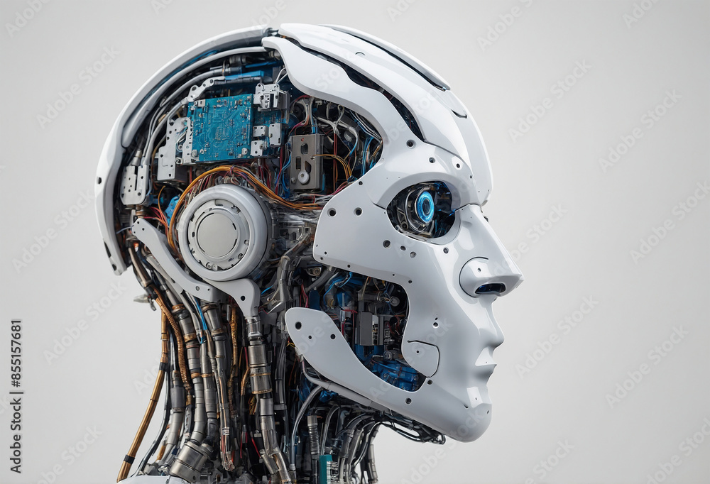 Fototapeta premium Ai robot side head technology