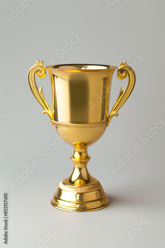 Gold trophy cup isolated on a white background. Created with Generative AI technology.