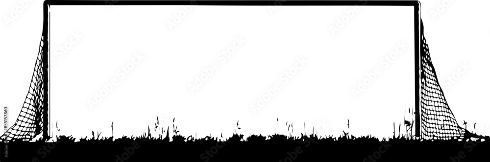 Black and white silhoutte of a goal post Black and white silhoutte of a goal post
