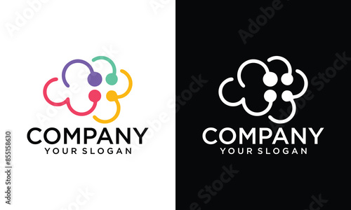 Brain technology logo template, Digital abstract logos for creative innovation. digital brain. brain hub logo design. brain connection logo vector icon.