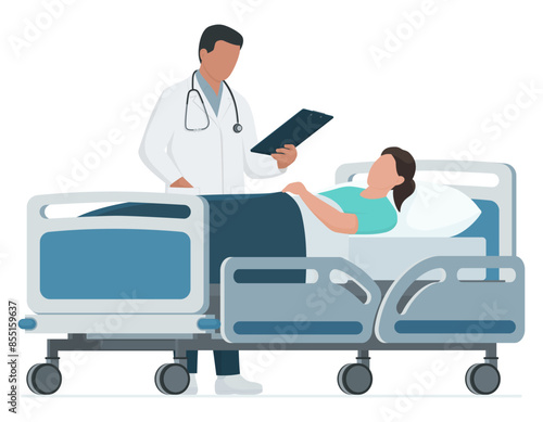 Doctor and patient on the medical bed
