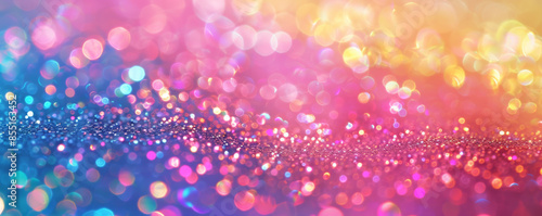 Bright background with sparkling, holographic textures.