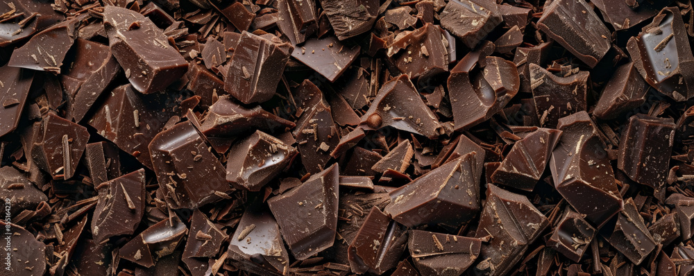 Chocolate background with rustic, chocolate chunks mixed with cocoa nibs. Chocolate background with rustic, chocolate chunks mixed with cocoa nibs.