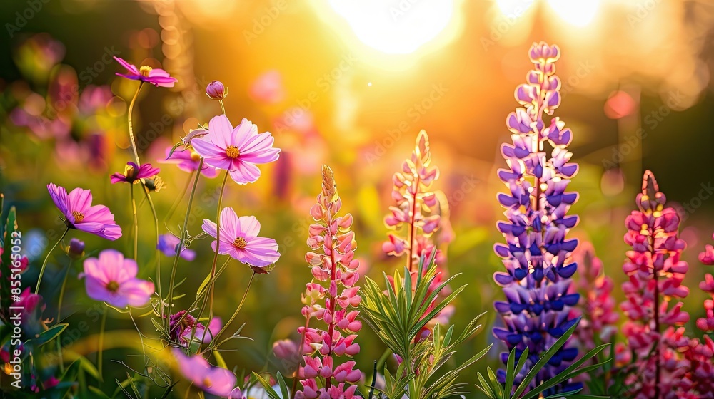 Vibrant flowers blooming in sunlight Vibrant flowers blooming in sunlight