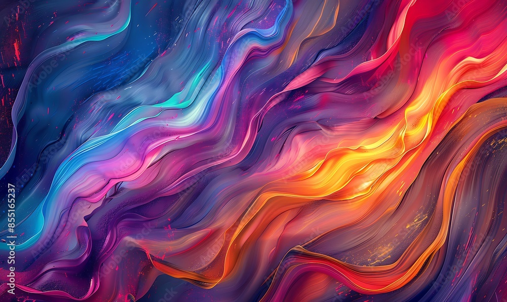 A vibrant, multicolored brushstroke swirling in a dynamic wave pattern, creating a 3D effect with fluid, flowing lines and rich textures A vibrant, multicolored brushstroke swirling in a dynamic wave pattern, creating a 3D effect with fluid, flowing lines and rich textures