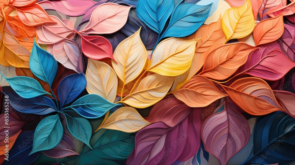 Vibrant leafy abstract in captivating display Vibrant leafy abstract in captivating display