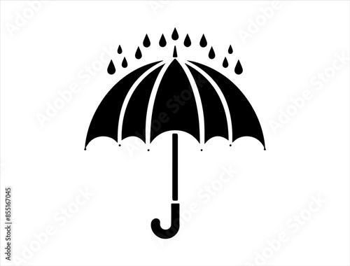 Umbrella with rain drop silhouette isolated on white background. Umbrella icon illustration design.