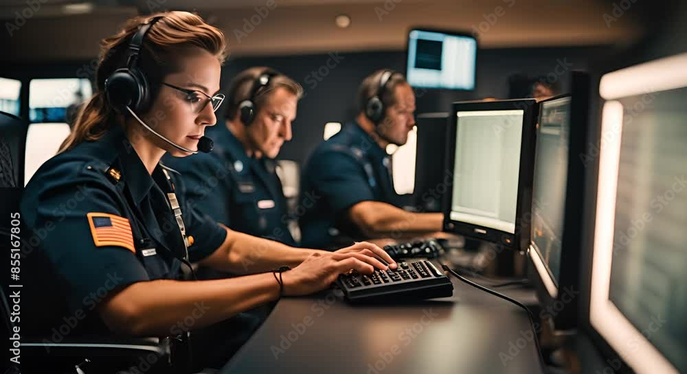 Teleoperator in an emergency call center.
