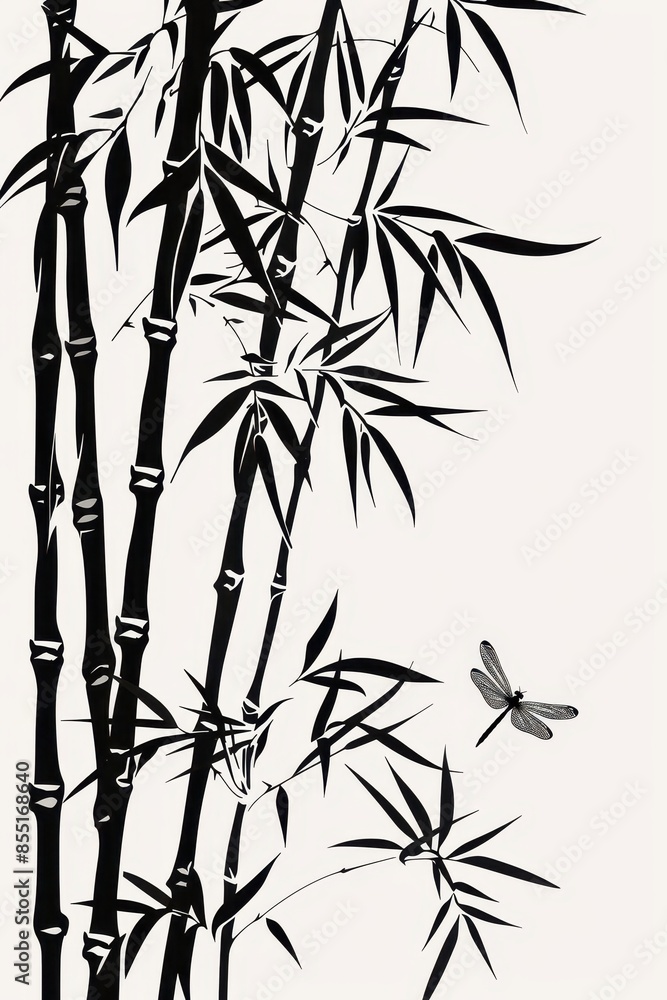 Obraz premium Hand-drawn bamboo shoots, black and white.