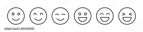 Emoticons mood scale icon set.  Happy face icon, positive, neutral opinion icon rate signs. Smile, and laugh, neutral emoticon. funny cartoon emoji icon vector illustration in transparent background.
