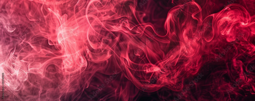 Obraz premium Smoke background with bright, cherry red smoke in swirling patterns.