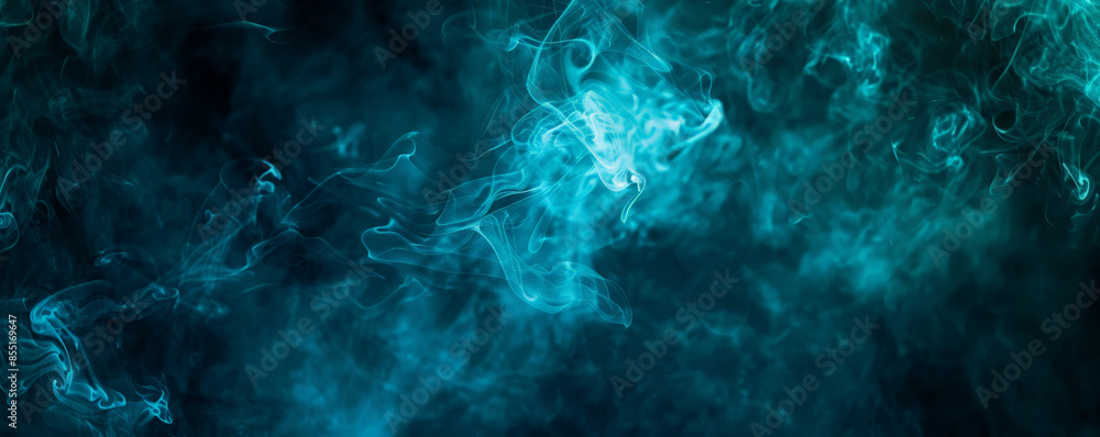 Smoke background with bright, cyan smoke trails on a dark surface. Smoke background with bright, cyan smoke trails on a dark surface.