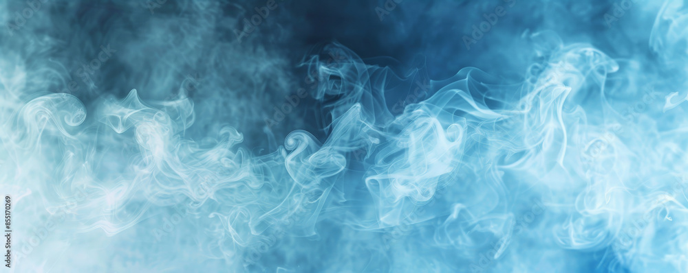 Smoke background with soft, sky blue smoke against a dark background. Smoke background with soft, sky blue smoke against a dark background.