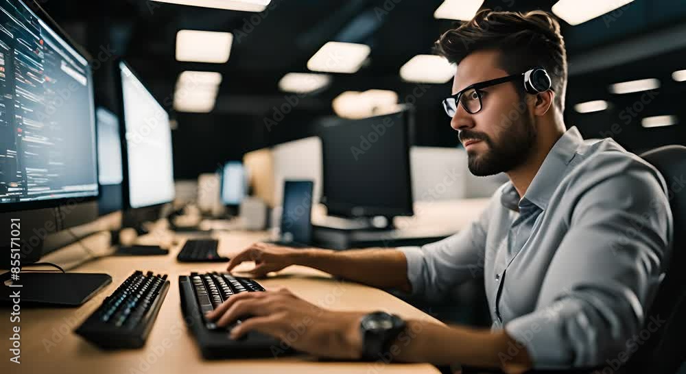 IT man working with the computer. IT man working with the computer.