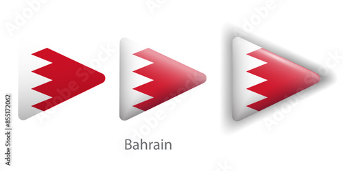 Bahrain flag vector icons set in the shape of rounded triangle