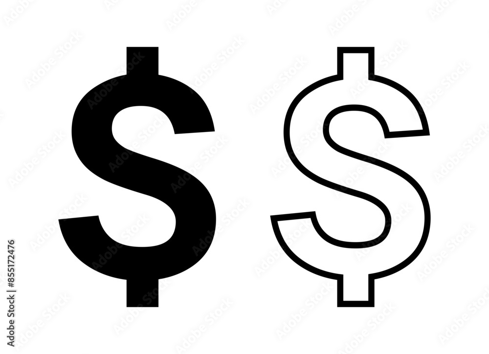 ikona znaku dolara, grafika wektorowa ikona znaku dolara, grafika wektorowa