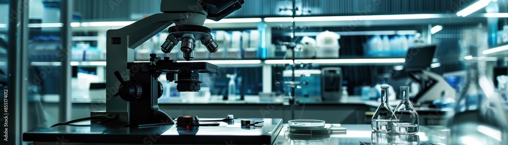 Fototapeta premium High-tech microscope in a modern research facility 