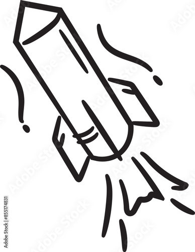 Hand-drawn icon illustration of a launched missile 