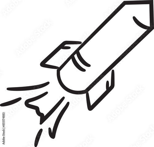 Hand-drawn icon illustration of a launched missile